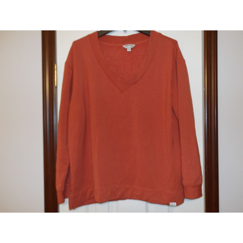 Orvis Rust Orange V-Neck Long Sleeve Casual Sweatshirt‎ L